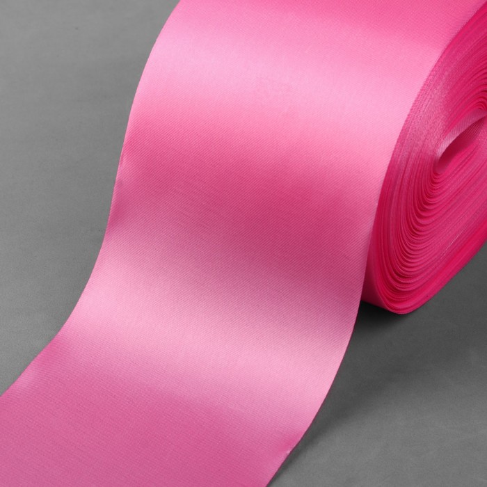 Лента атласная, 100 мм × 100 ± 5 м, цвет розовый