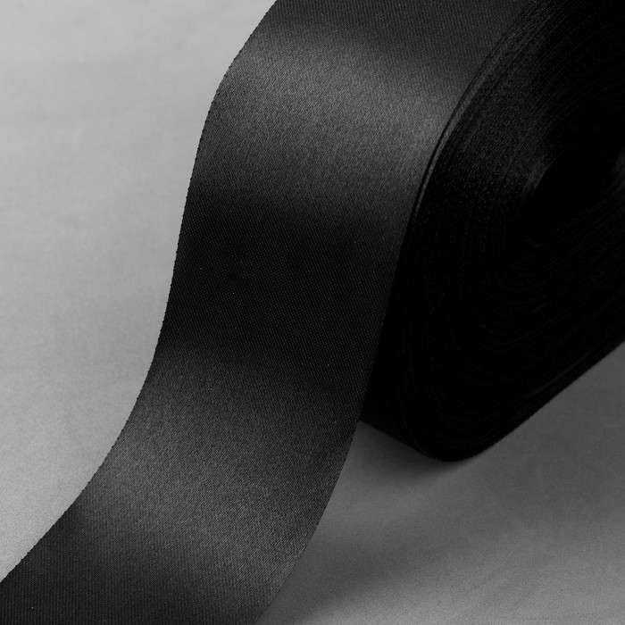 Лента атласная, 50 мм × 100 ± 5 м, цвет чёрный