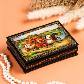 Шкатулка «Тройка в поле», 10×14 см, лаковая миниатюра