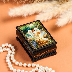 Box "Angel with birds", 6×9 cm, lacquer miniature