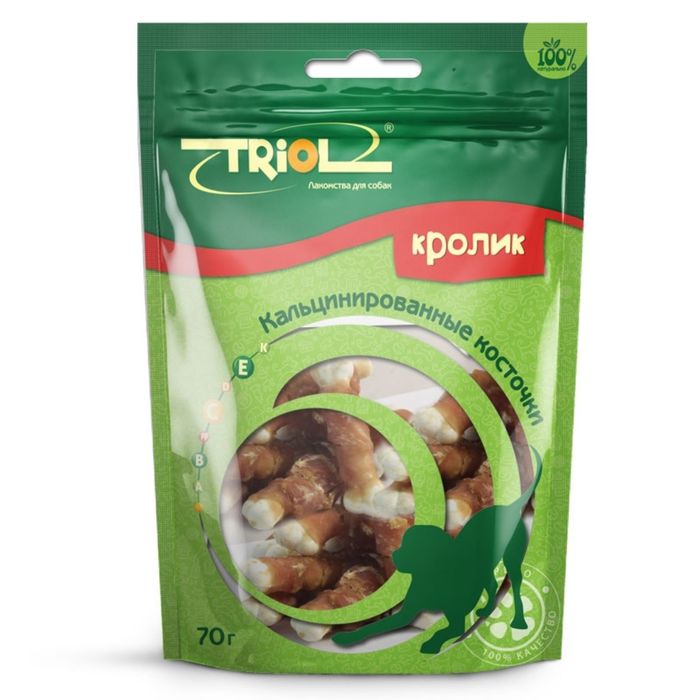 Косточки Triol для собак,  кальцинированные, кролик, 70 г