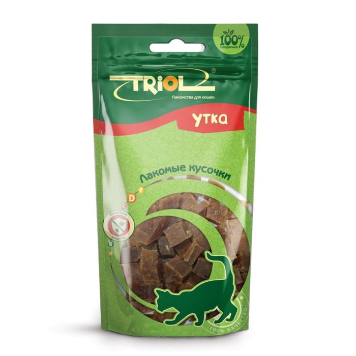 Лакомые Triol  для кошек, кусочки из утки, 40г