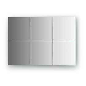Зеркальная плитка с фацетом 10 мм, - комплект 6 шт квадрат 15 х 15 см, серебро Evoform