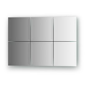 Зеркальная плитка с фацетом 15 мм, - комплект 6 шт квадрат 15 х 15 см, серебро Evoform