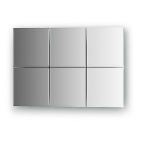 Зеркальная плитка с фацетом 5 мм, - комплект 6 шт квадрат 15 х 15 см, серебро Evoform