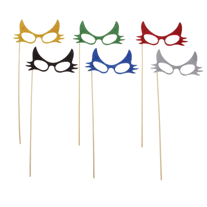 Аксессуары для фотосессии на палочке очки "Незнакомка", цвета МИКС