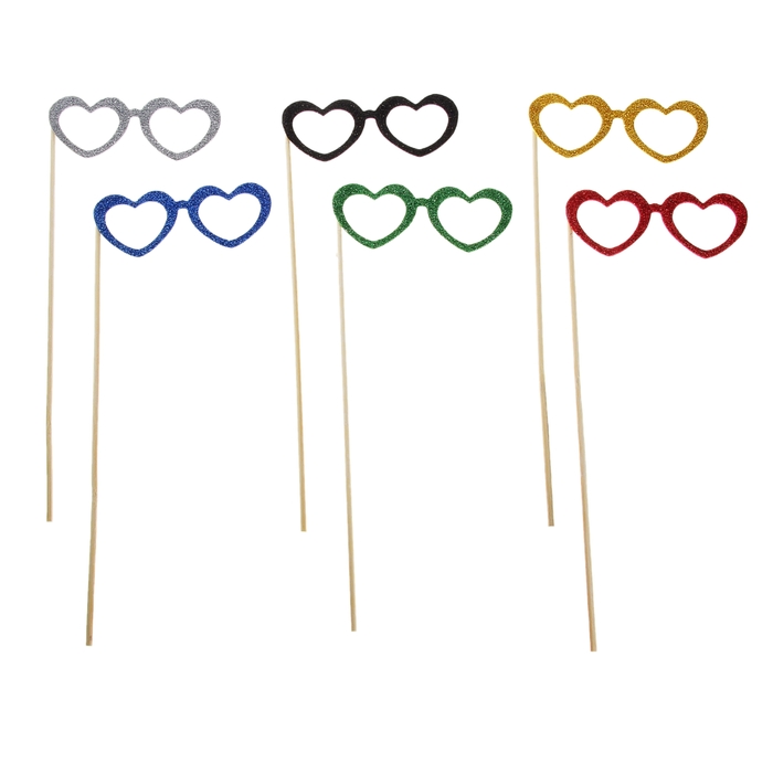 Аксессуары для фотосессии на палочке очки "Сердечки", цвета МИКС