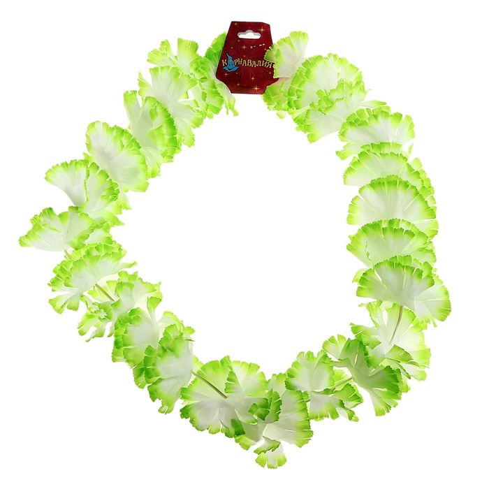 Гавайское ожерелье "Цветочки", цвет салатовый