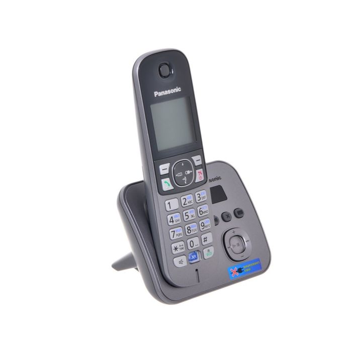 Радиотелефон Dect Panasonic KX-TG6821RUM серый металлик, автооветчик, АОН