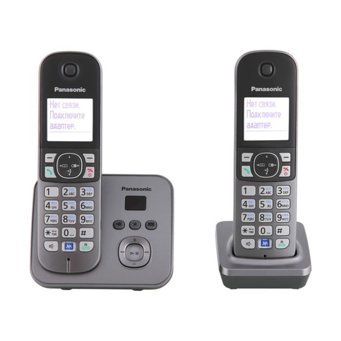 Радиотелефон Dect Panasonic KX-TG6822RUM серый металлик, автооветчик, АОН