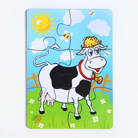 Пазл «Корова на лугу», 6 элементов, размер детали: 5 × 4,6 см в Донецке