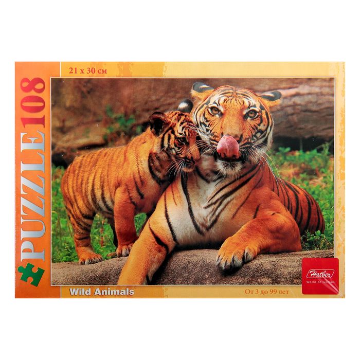 Пазлы "Тигрица с тигрёнком", 108 элементов