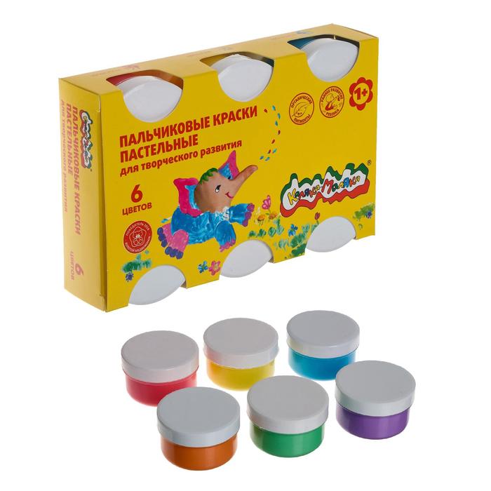 Краски пальчиковые пастельные, набор 6 цветов х 60 мл, «Каляка-Маляка», для малышей - фото 8306039