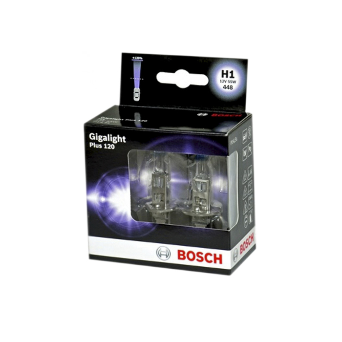 Лампа Bosch GIGALIGHT+120, H1, 12 В, 55 Вт, 2 шт (DP/двойная коробка), 1987301105