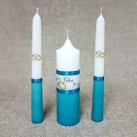 Набор свечей "Свадебный" бирюзовый: Родительские свечи 1,8х17,5;Домашний очаг 4х13,5