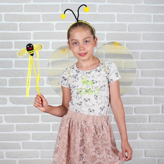 Карнавальный набор "Пчёлка", 3 предмета: крылья, палочка, ободок, 3-5 лет