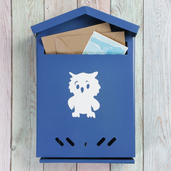 Ящик почтовый «Домик», вертикальный, с замком-щеколдой, синий