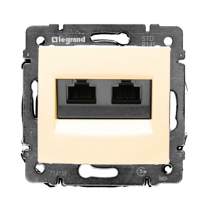 Механизм розетки комп. 2-м СП Legrand &quot;Valena &quot;, RJ45 + RJ45 CAT. 5E UTP сл. кость 774139