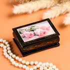 Box "Pink rose", 6×9 cm, lacquer miniature