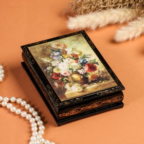 Шкатулка «Букет цветов», 10×14 см, лаковая миниатюра