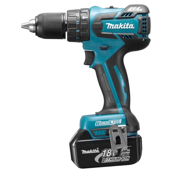 Дрель-шуруповерт Makita DHP 459 RFE, б/щет,18В,2х3Ач,БЗП-13мм,0-400/1500об/м