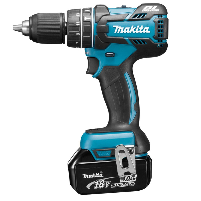 Дрель-шуруповерт Makita DHP 480 RME, б/щет,18В,2х4Ач,БЗП-13мм,0-400/1500об/м