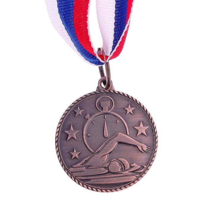 Медаль тематическая «Плавание», бронза, d=3,5 см