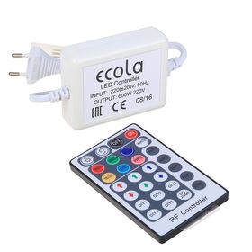 Контроллер Ecola, для RGB ленты 14 х 7 мм, 220 В, 600 Вт, 2.7 А, IP68, радиопульт