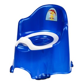 Горшок детский антискользящий «Комфорт» с крышкой, съёмная чаша, цвет синий перламутровый