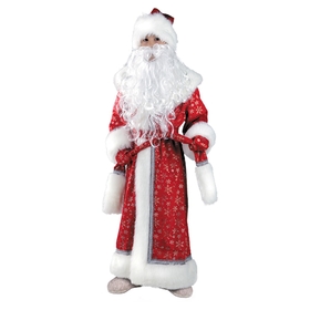 Карнавальный костюм «Дед Мороз», плюш, пальто, рукавицы, шапка, р. 32, рост 128 см