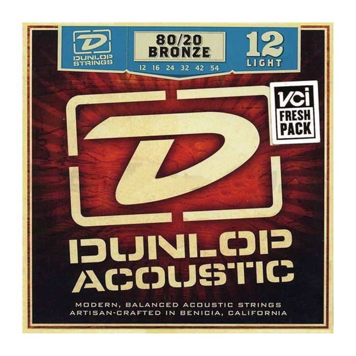 Струны для акустической гитары Dunlop DAB1254  бронза 80/20, Light, 12-54