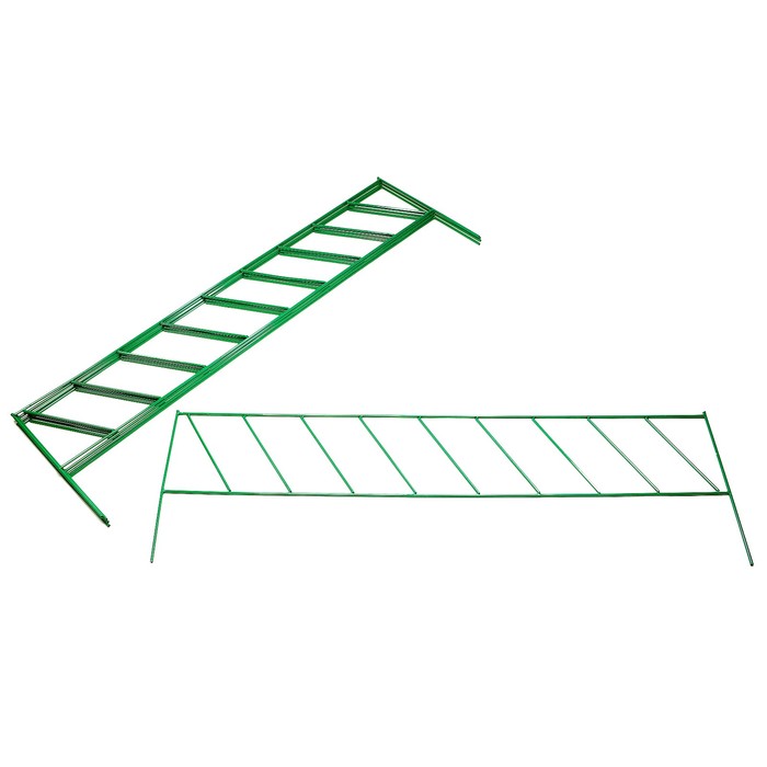 Ограждение декоративное, 60 х 935 см, 5 секций, металл, зелёное, «Линия»