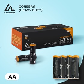 Батарейка солевая LuazON Heavy Duty, AA, R6, спайка, 4 шт в Донецке