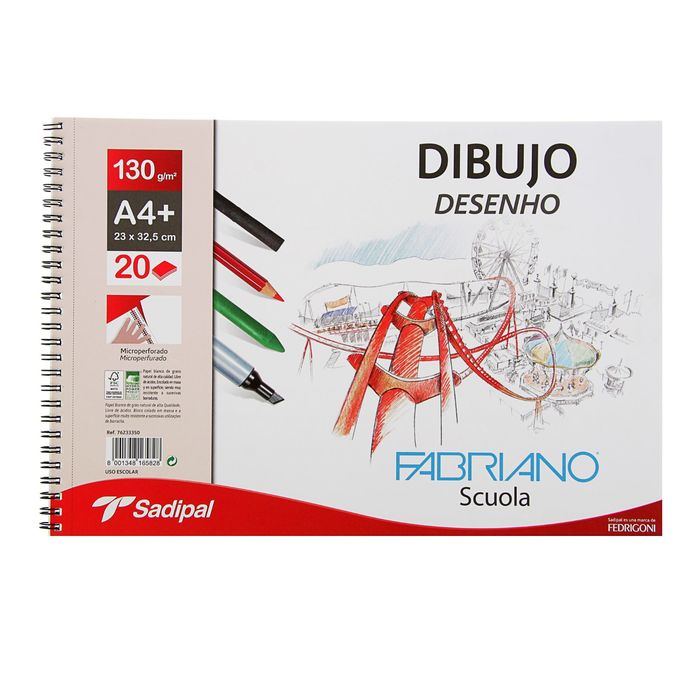 Альбом для графики А4+ Fabriano Dibujo Desenho 20 листов 130 г/м2 на гребне