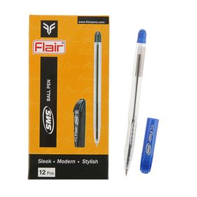 Ручка шариковая Flair SMS, узел-игла 0.5 мм, масляная основа, насечки в зоне хвата, стержень синий