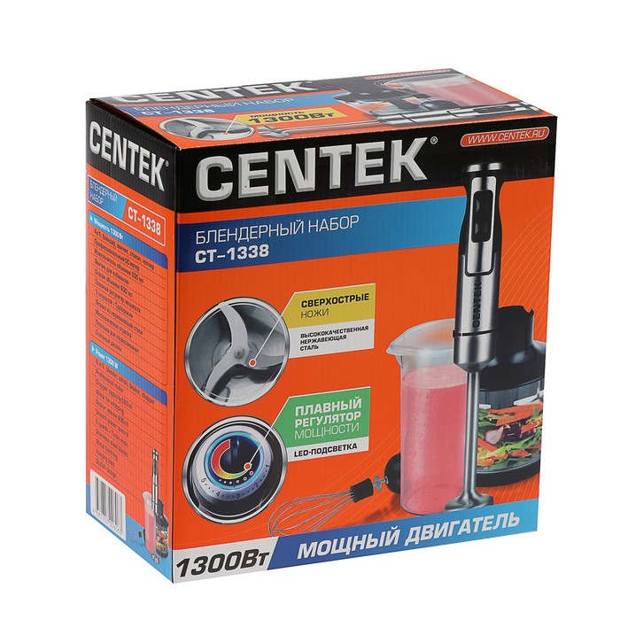 Блендер Centek CT-1338, погружной, 1300 Вт, 5 скоростей, черный 2498962 - фото 47092