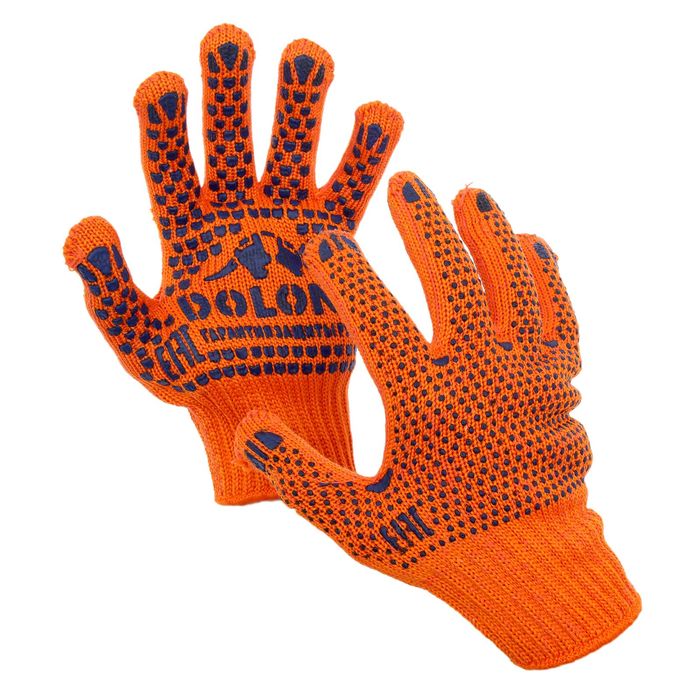 Перчатки с точкой ПВХ оранж Doloni, 526. Перчатки ПВХ размер 10. Вязка перчаток с ПВХ. Перчатки с 2 сторон.
