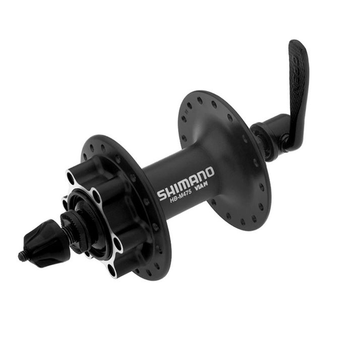 Втулка передняя Shimano M475, 36 отв, под диск 6-болт, QR (эксцентрик), цвет чёрный