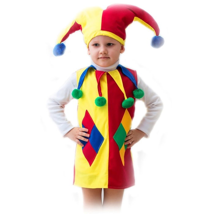 Карнавальный костюм «Арлекин», шапка, безрукавка, 5-7 лет, рост 122-134 см - фото 899916