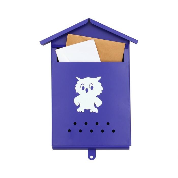 Ящик почтовый «Домик», вертикальный, без замка (с петлёй), синий