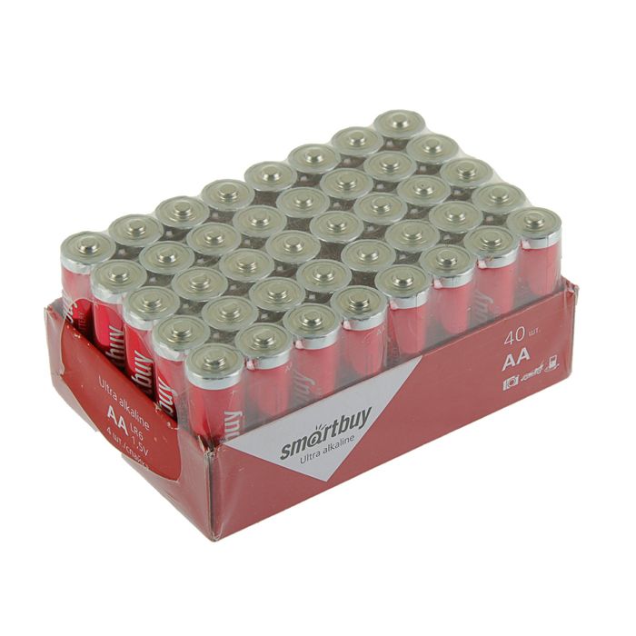 Батарейка алкалиновая Smartbuy Ultra, AA, LR6-40BOX, 1.5В, набор 40 шт.