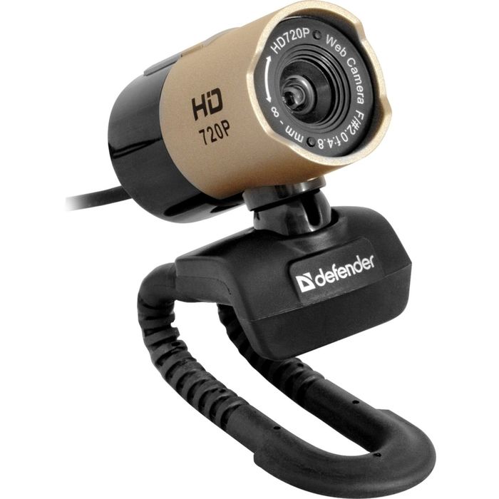 Веб-камера DEFENDER G-lens 2577, 2МП, 1600x1200, HD720p, черно-золотой