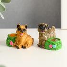 Souvenir Polyresin candle "Puppy on meadow with flowers" MIX 4x3,5x4 cm