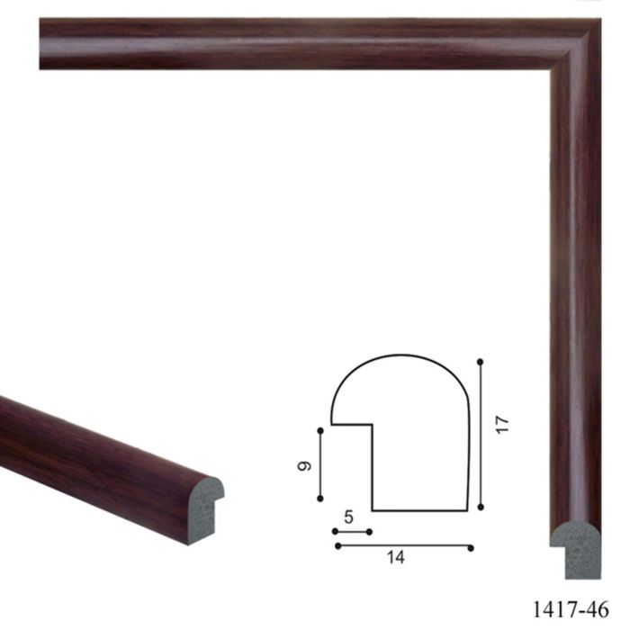 Багет пластиковый 14 мм х 17 мм х 2,9 м (Ш х В х Д) CD 1417–46 бордово–коричневый