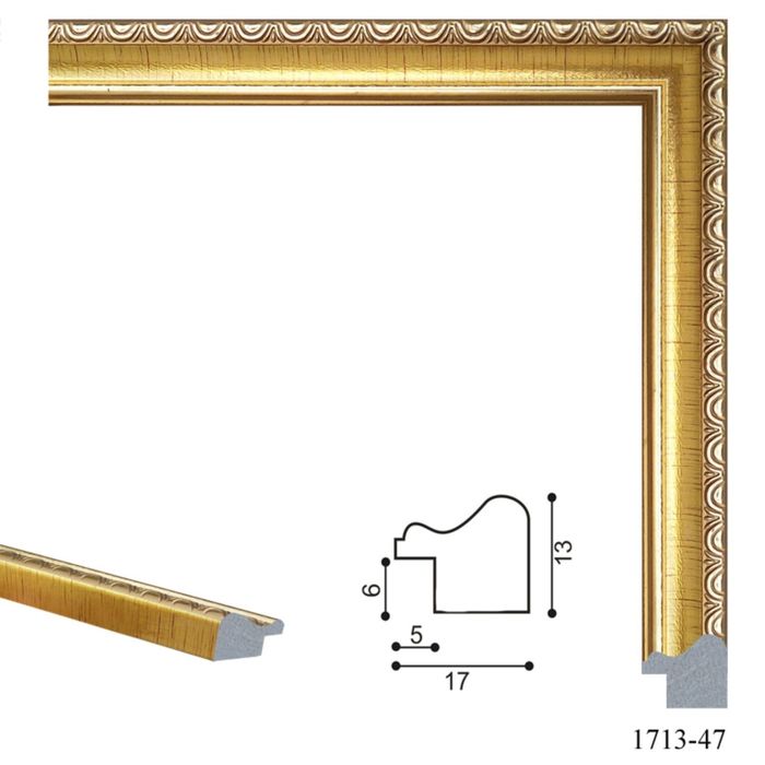 Багет пластиковый 17 мм х 13 мм х 2,9 м (Ш х В х Д) CD 1713–47 золотой