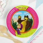 Тарелка бумажная «Маша и Медведь», 17см, набор 6 шт. - фото 106951785