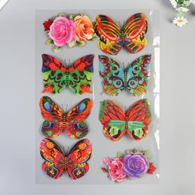 Наклейка пластик 6D "Цветы и бабочки" МИКС 60х35 см