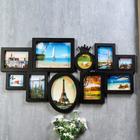 Фоторамка пластик на 10 фото 10х10, 10х15, 13х18, 15х20, 20х25 см "Корона" чёрная 45х80 см - фото 799594482