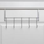 Вешалка надверная на 5 крючков Доляна «Блеск», 38×8,5×22,5 см, цвет хром - фото 799377835