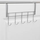 Вешалка надверная на 5 крючков Доляна «Блеск», 38×8,5×22,5 см, цвет хром - фото 799377836